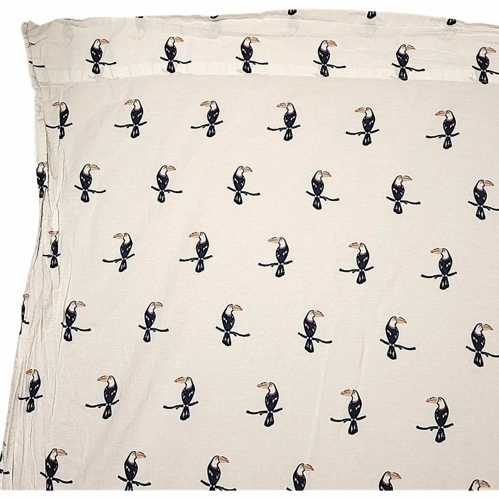 Martha‎ Stewart Flat Sheet Twin WHIM Toucan Bird Kids White Tropical Cotton Bed